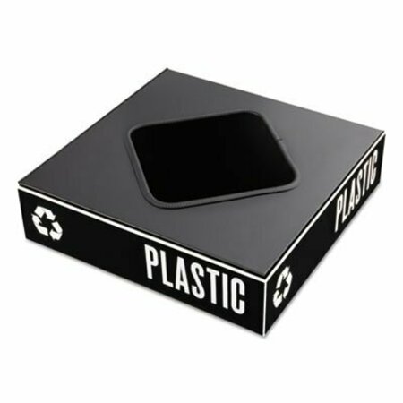SAFCO Safco, Public Square Recycling Container Lid, Square Opening, 15.25 X 15.25 X 2, Black 2989BL